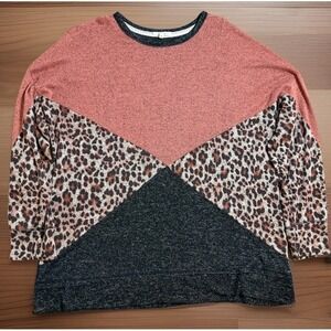 Maurices  Womens Plus Size 0X XL Stretchy Long Sleeve Leopard Print Cozy Top